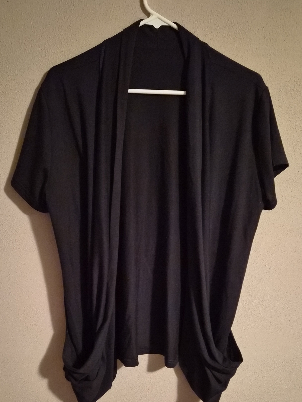 Black Women's Open-Front Short Sleeve Cardigan